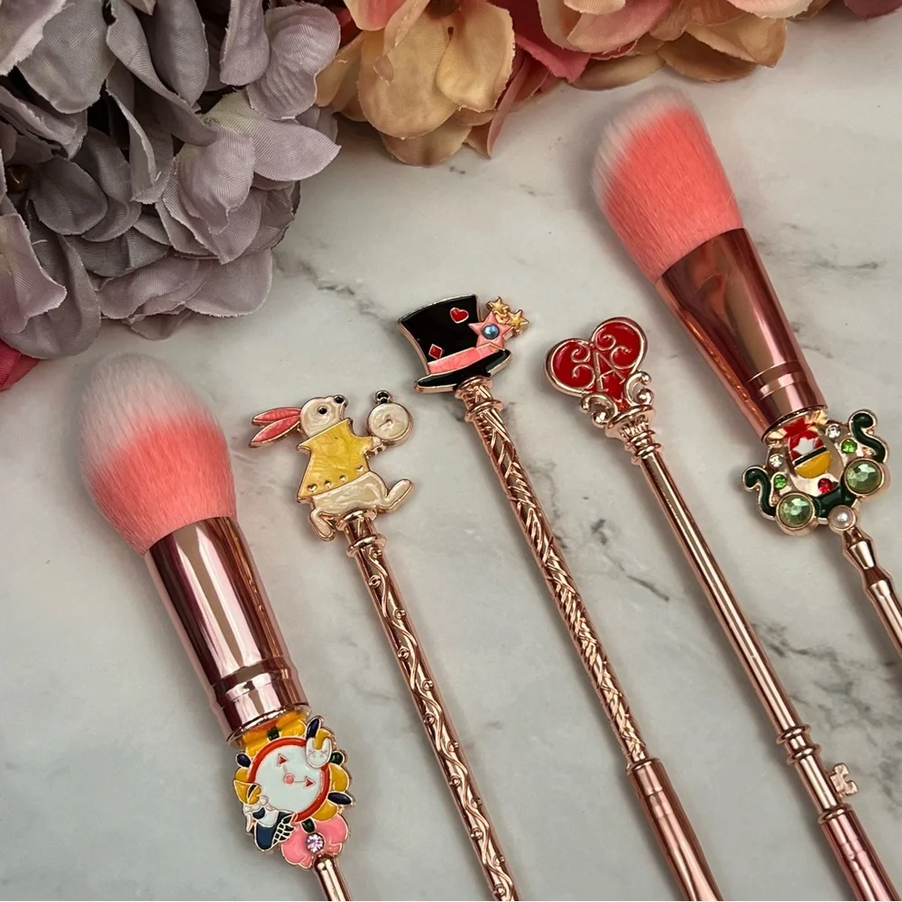 Alice in Wonderland Rose Gold 5 Piece Makeup Brush Set - Picture 8 of 16